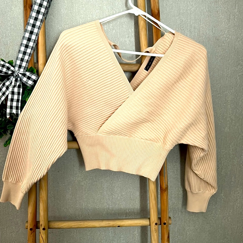 Mad for Love cropped sweater with back detail. Size S